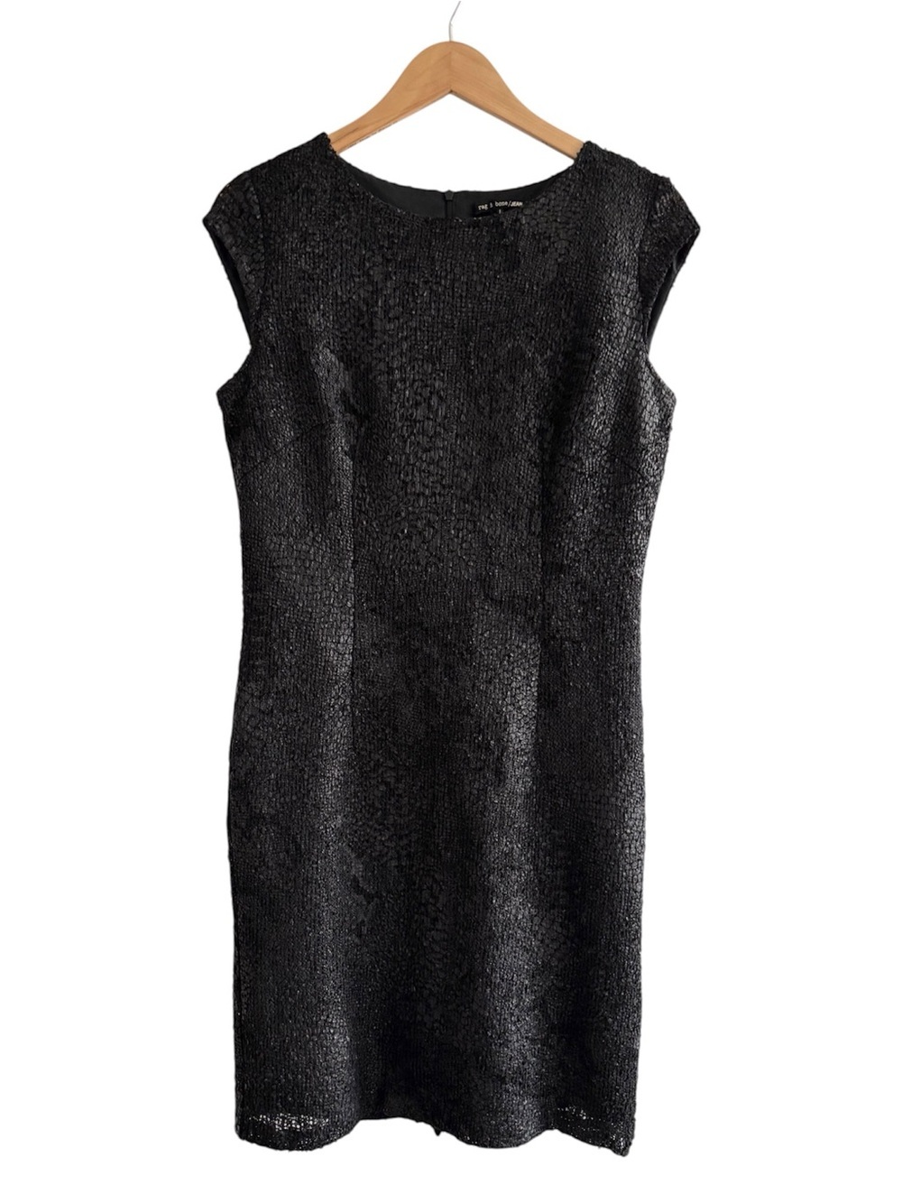 rag & bone Textured Cap-Sleeve Sheath Midi Dress